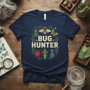 Bug Hunter T-Shirt with various insects and floral design