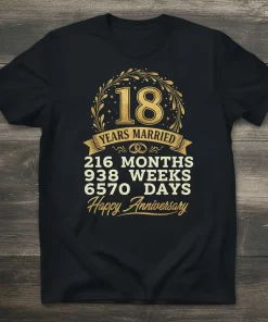 18 Years Married 216 text design featuring unique typography on quality t-shirt