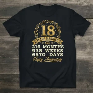 18 Years Married 216 text design featuring unique typography on quality t-shirt