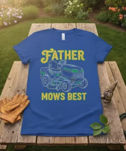 Father Mows Best T-Shirt Funny Lawn Care Gift for Dad