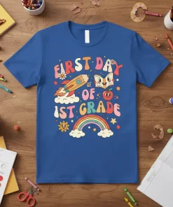 First Day of 1st Grade Retro Rocket Tee