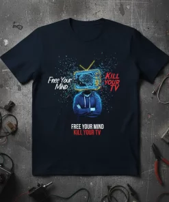 Free Your Mind Kill Your Tv T-Shirt Anti Media Statement