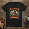 Hot Pepper Gardener t-shirt design featuring a person watering chili plants with flames around the text