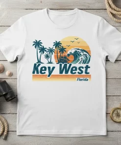 Key West Florida Vintage Sunset Wave T-Shirt