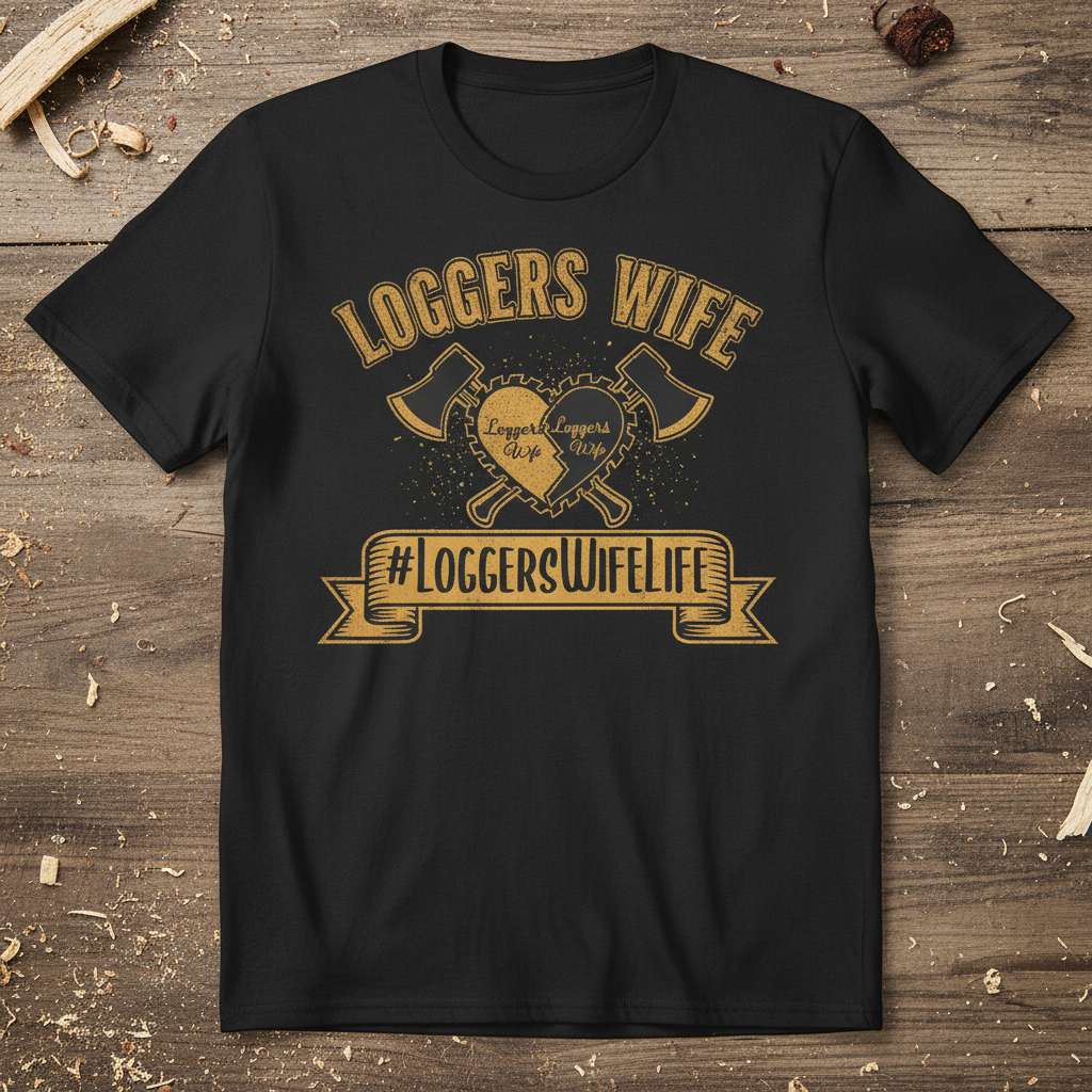 Loggers Wife #LoggersWifeLife bold typography printed on soft premium material creating a standout t-shirt