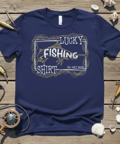 Lucky Fishing Shirt Do Not Wash graphic tee with a marlin illustration and vintage frame