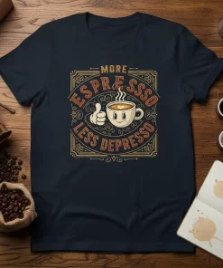 More Espresso Less Depresso Coffee Lover T-Shirt Gift