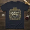 Platinum Jublie 1952 - 2022 t-shirt design featuring a golden crown and floral wreath. Commemorative royal apparel